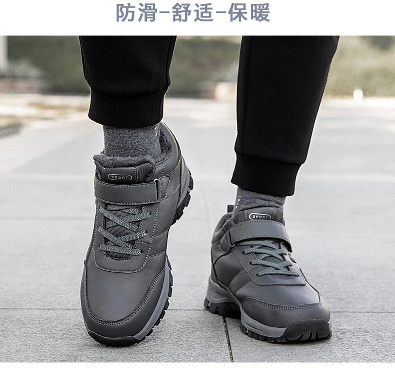 Winter Men's Snow Boots Women Slip On Winter Shoes Waterproof Comfortable Ankle Boots Sneakers Plush Hiking Walking Couple Shoes
