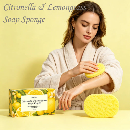 Citronella Lemongrass Soap Sponge Deep Cleansing Exfoliating Reusable Lather Enhancing Dead Skin Removing Body Cleanser Sponge