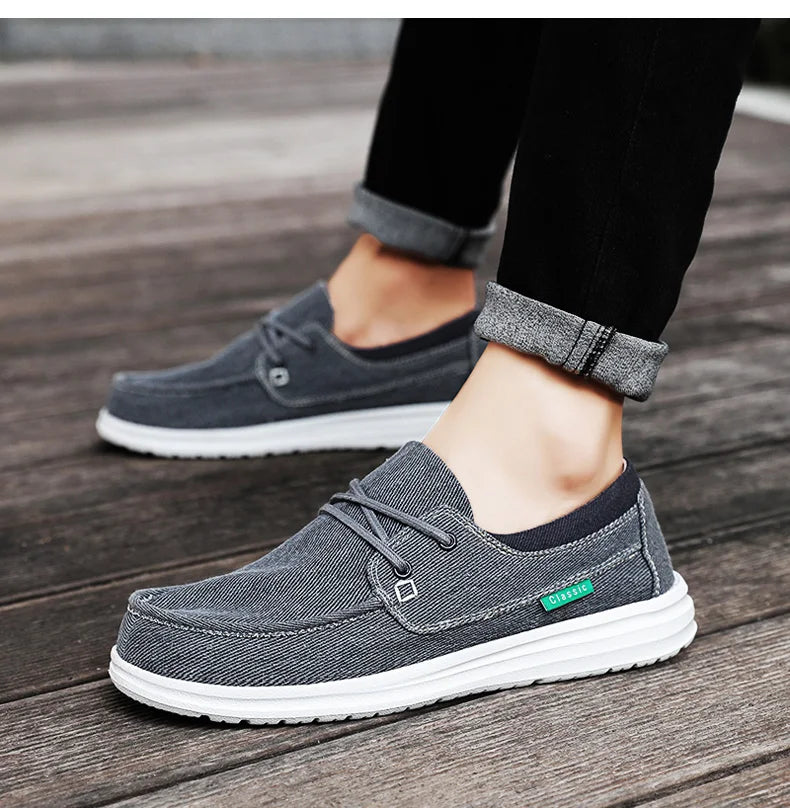 Summer Slip On Canvas Boat Shoes Men Moccasins Deck Shoes Casual Loafers Mens Slip-ons Lightweight Breathable Big Size 46 47