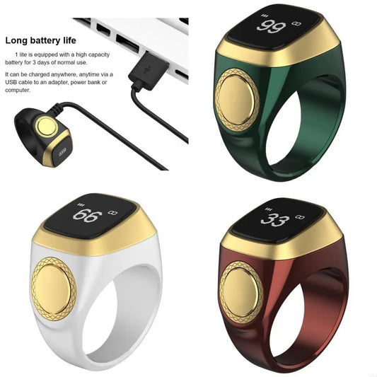 Y55C ibla Zikr 1 Lite for Smart Ring for Muslims Tally Tasbeeh Counter, Button 4 Prayer for Time Reminder BLE 5.1 Versi
