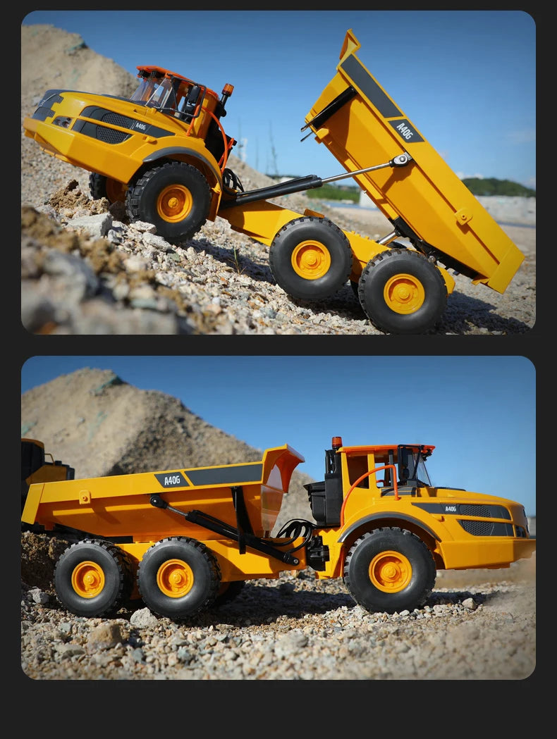 Double E E591 1/20 A40G RC Car Engineering Vehicle Kids Remote Controlled Articulated Dump Truck Toys for Boys Christmas Gifts