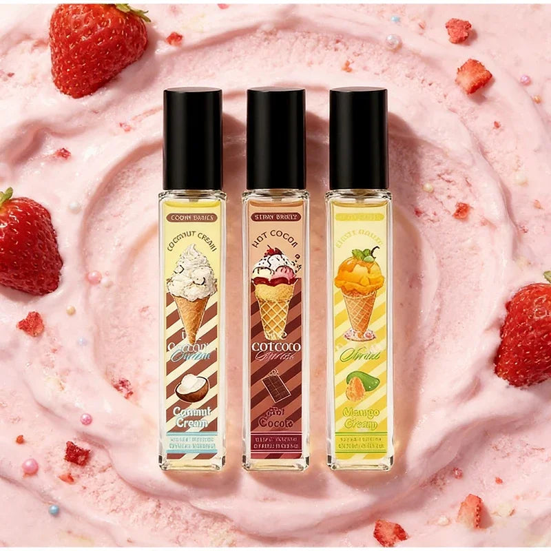 Ice Cream Perfume Gift Set Fresh Mango Coconut Scent Rich Chocolate Popcorn Eau De Toilette Lasting Sweet Women's Fragrance 10ml