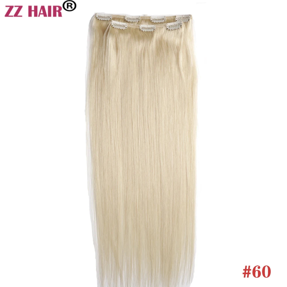 ZZHAIR 100% Human Remy Hair Extensions 2pcs Set 16"-28" 100g-200g  Clips-in Two Pieces Natural Straight 1x20cm 1x15cm