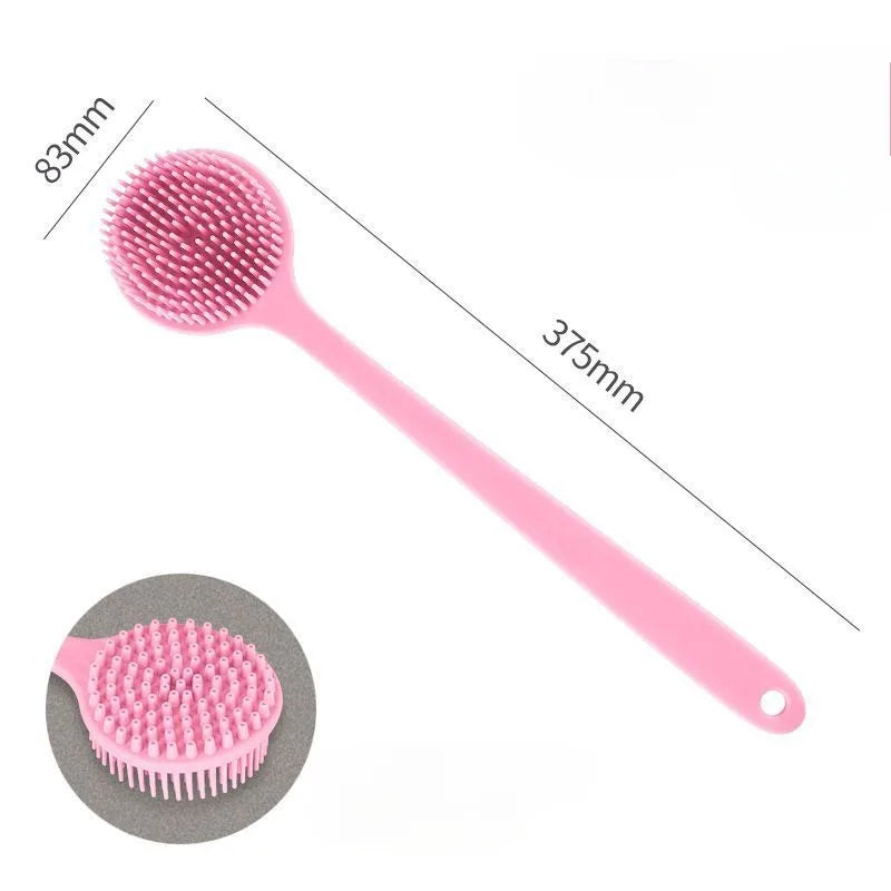 Silicone Back Scrubber Brush for Shower  Long Handle Body Deep Cleansing and Exfoliating Massage Double-Sided Soft Bristles