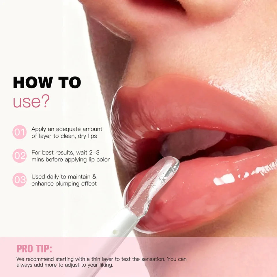Lip Plumper Oil,Instant Plumping Clear High-Shine Gloss Hydrating Nourishing Volumizing Lip Gloss,Long-Lasting Moisture Makeup