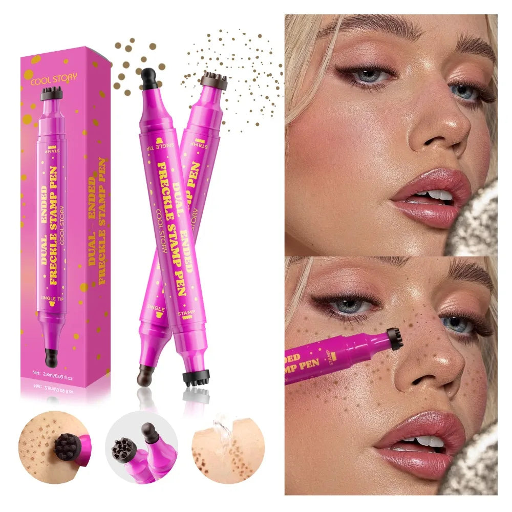 Double Eyeliner Freckles Pen All-in-One Natural Waterproof Lasting Seal Spot Pen Natural Simulation Concealer Pen Makeup Tools