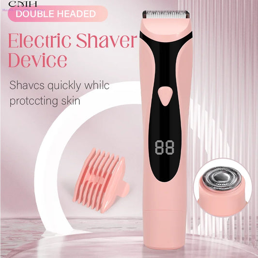 Women 2in1 Electric Shaver, Body Facial Underarm Leg Hair Removal Type-C USB Rechargeable Low Noise Portable Trimmer Beauty Tool