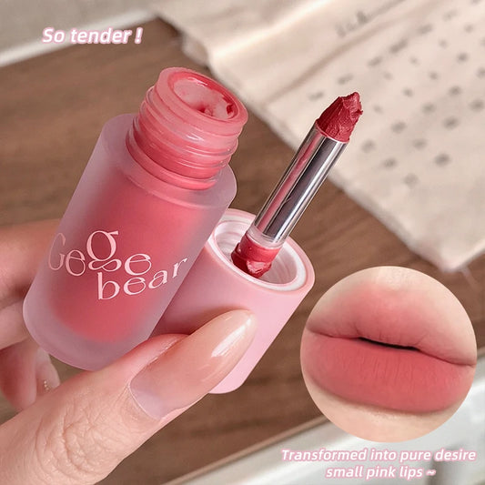 Gege Bear Smooth Multi Functional Cream (Extended Color Lipstick, Powder Blusher, and Non Fading Nude Matte Velvet Lip)