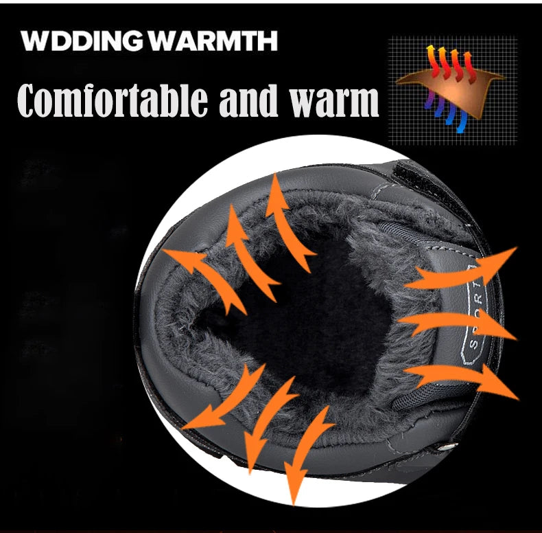 Winter Men's Snow Boots Women Slip On Winter Shoes Waterproof Comfortable Ankle Boots Sneakers Plush Hiking Walking Couple Shoes