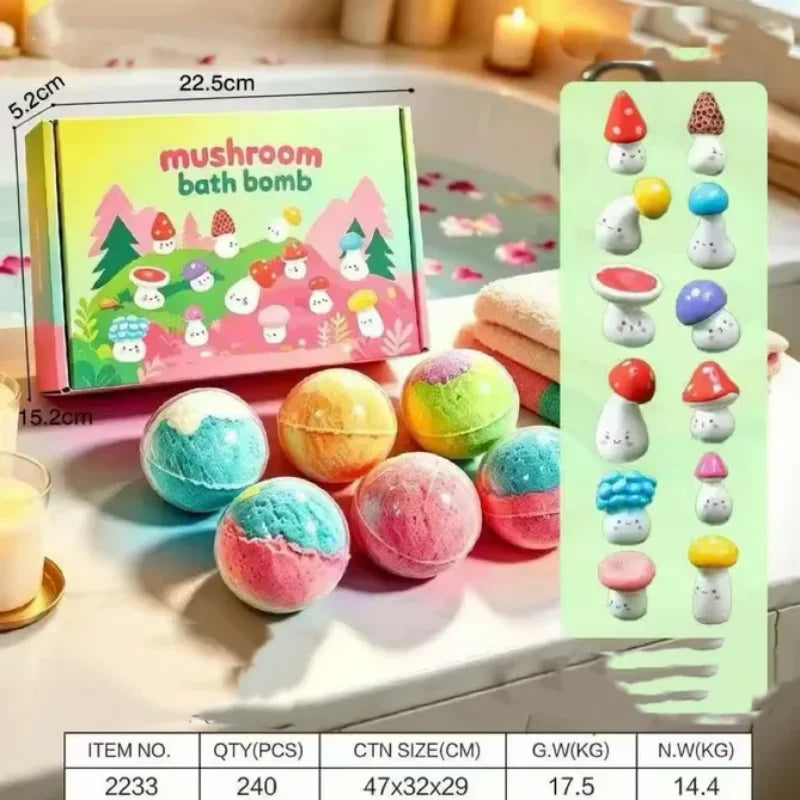 12pcs 60g Kids Bath Spa Fizzies with Hidden Toy Bubble Ball Safe Bath Toy for Children Daily Bathing