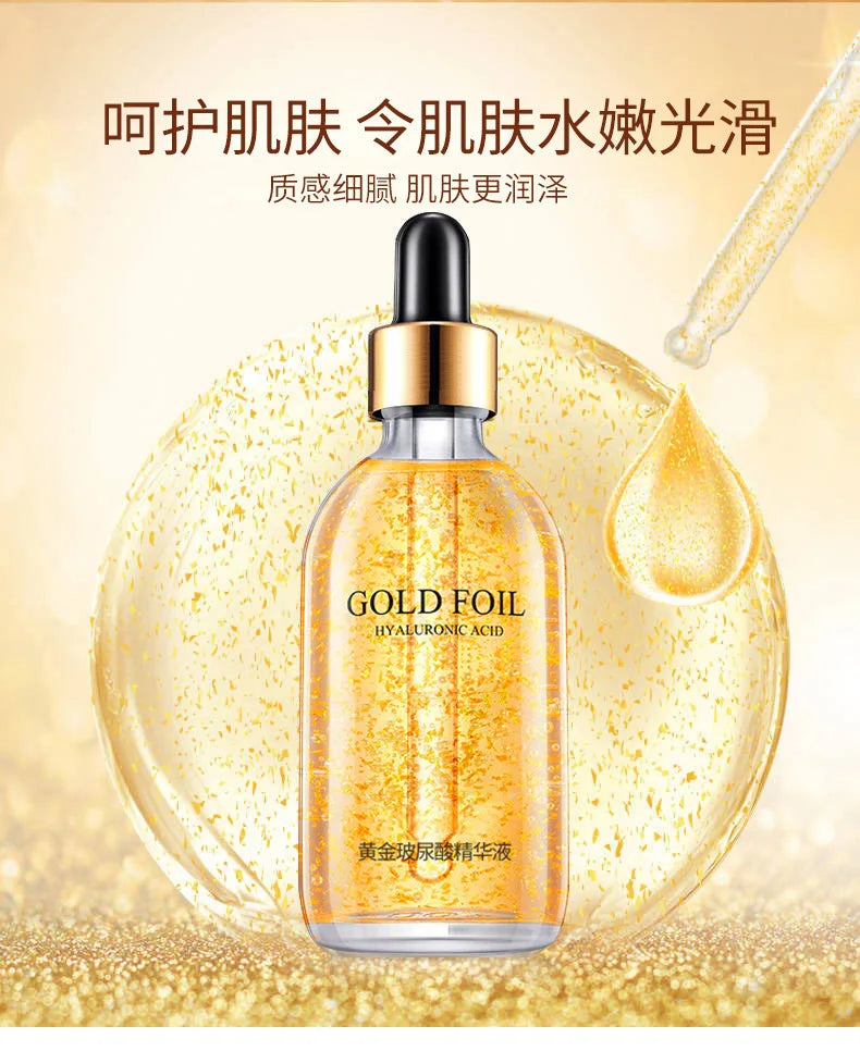 2 Pieces Ginseng Whitening Face Serum 100ml 24K Gold Anti Wrinkle Essence Hydrating Tightening Fade Fine Line Brighten Dull Skin