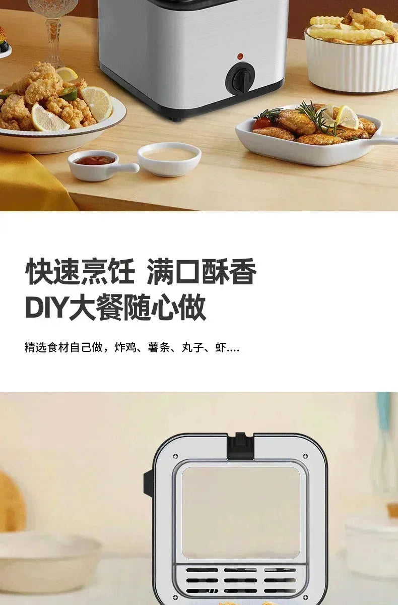 110V 220V 1000W 2.5L Square Fryer Multifunctional Electric Fryer French Fries Chicken Wings Snacks