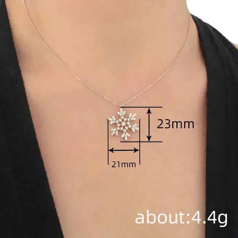 New 925 Sterling Silver Snowflake Necklace Personalized Geometric Pendant Choker Birthday Gift for Women Exquisite Jewelry