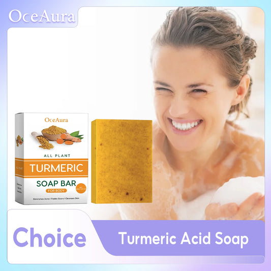 Skin Lightening Soap For Face Body Cleansing Gentle Exfoliator Shrink Pores Fade Dark Skin Brightening Turmeric Kojic Acid Soap