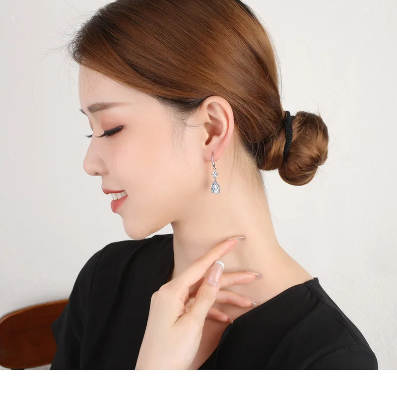 925 Sterling Silver Earrings luxury Circle Zircon Hoop Earring for Grils Woman Wedding party Jewelry Gifts Fine Jewelry