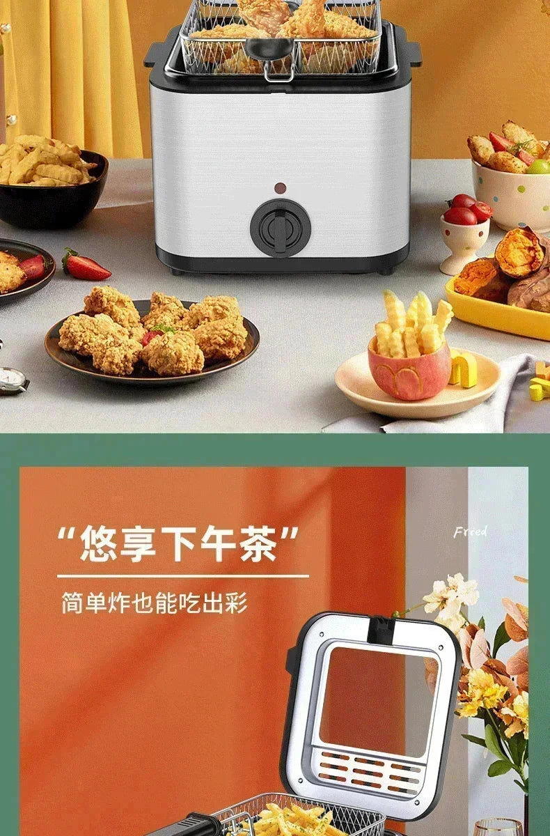 110V 220V 1000W 2.5L Square Fryer Multifunctional Electric Fryer French Fries Chicken Wings Snacks
