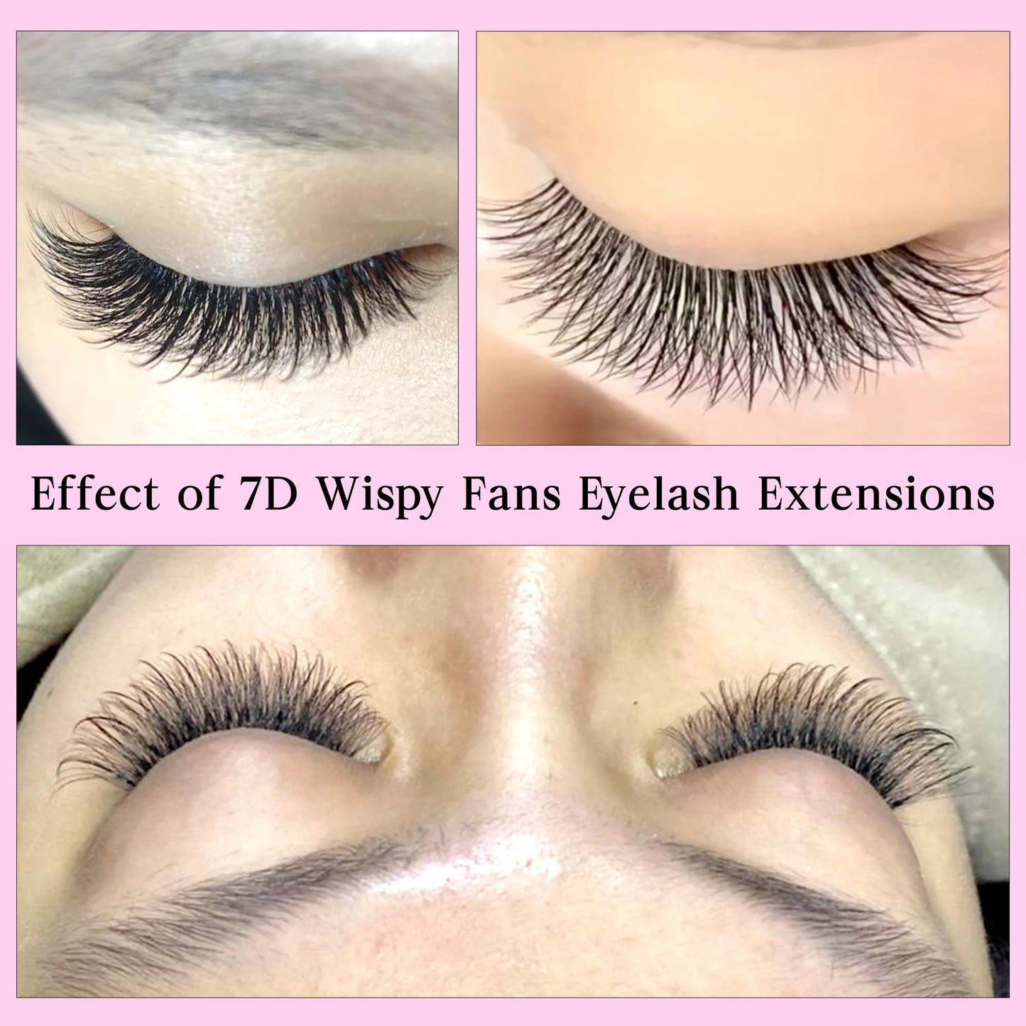 CoMango 7D Wispy Premade Fans Eyelash Extension C/D Curl Pointy Base Premade Hybrid Fan Lashes Faux Mink Wispy Fans Wholesales