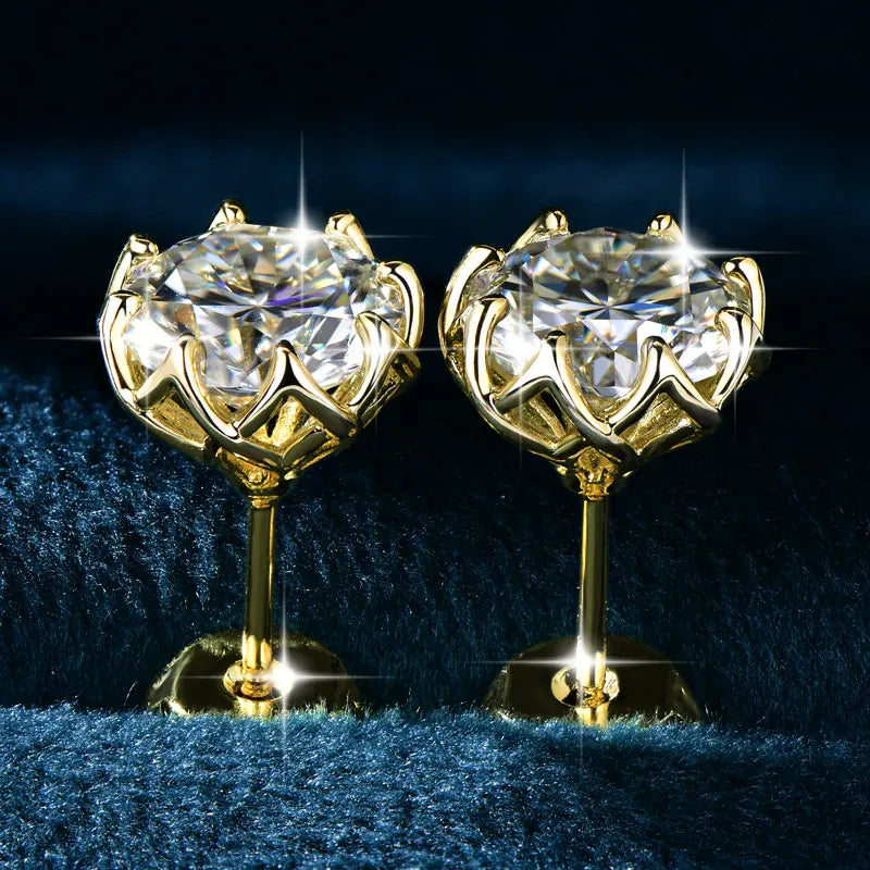 OXTAO 6mm/8mm Moissanite Flower Stud Earrings Female Jewelry 14K Gold Filled D Color Solitaire Diamond Piercing Earrings Gift