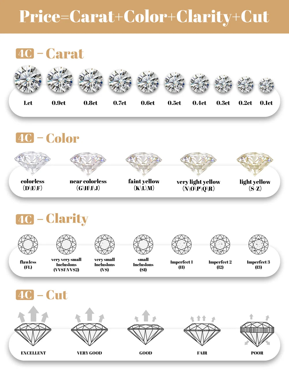 Pretty Beauty S925 Sterling Silver Moissanite Open Ring Wedding Band Gold Plated Trendy Jewelry Gifts for Women Birthday Party