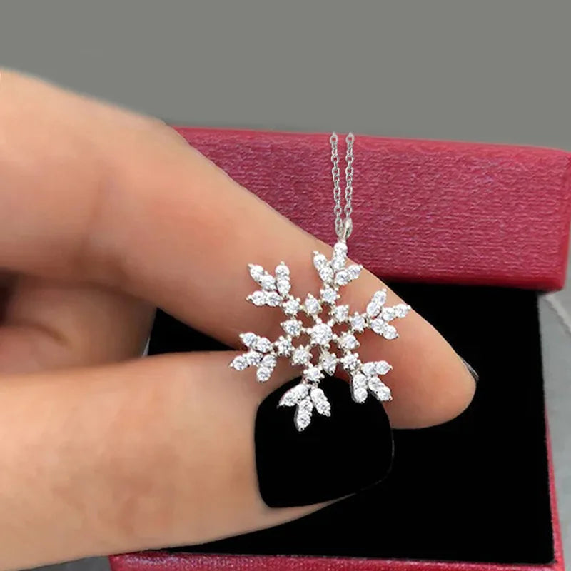 New 925 Sterling Silver Snowflake Necklace Personalized Geometric Pendant Choker Birthday Gift for Women Exquisite Jewelry
