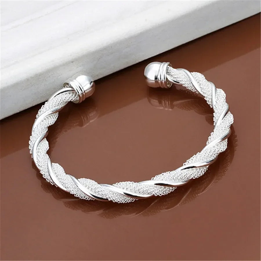 Valentine'S Day Christmas Gift Fashion 925 Sterling Silver Lovely Mesh Hot Bracelet Bangle Jewelry Wholesale Factory Price