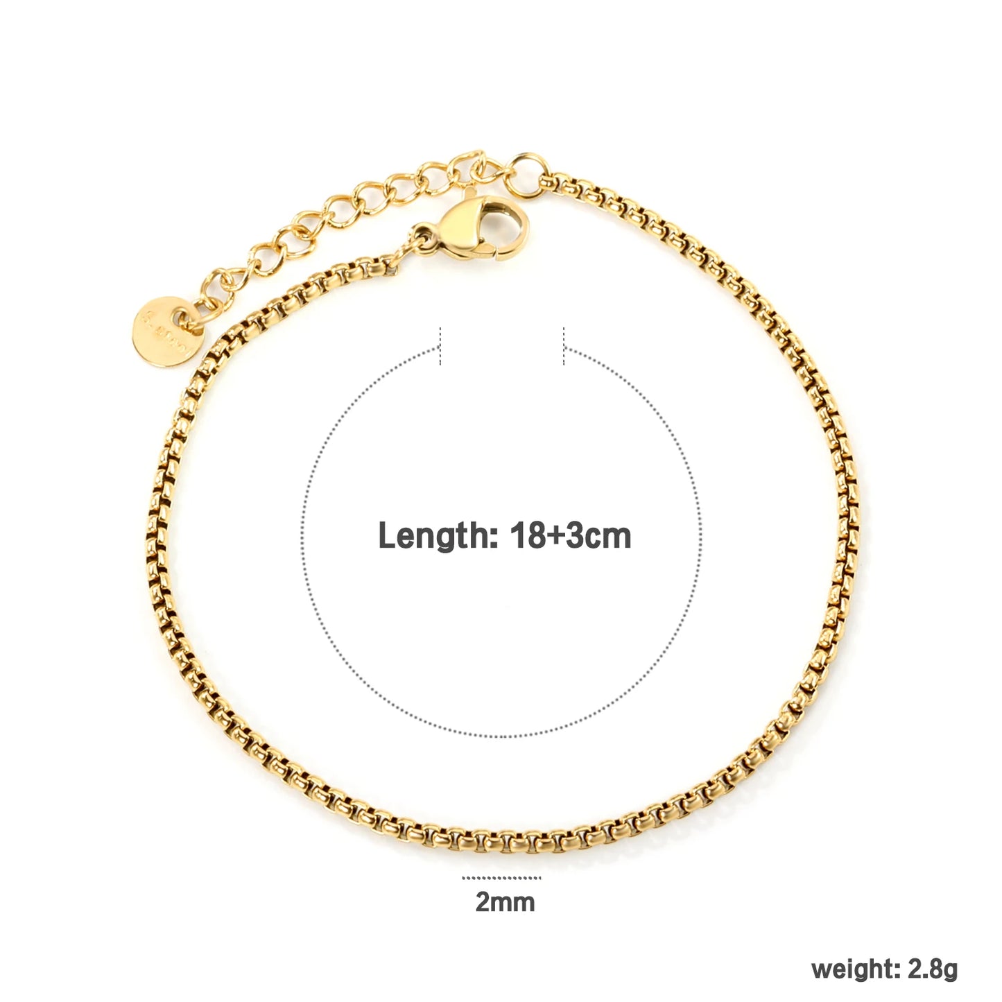 LUXUSTEEL 2-8mm Women‘s Stainless Steel Chain Bracelet Geometric Charm Chain Metal Female Bracelet Fashion Jewelry Party Gifts