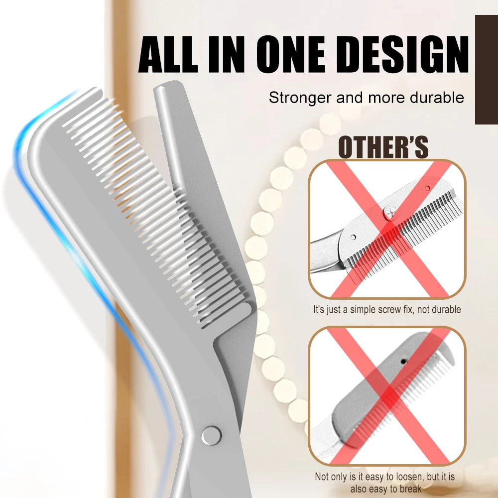 1Pcs Eyebrow Trimming Scissors with Combs Professional Eyebrow Trimmer Stainless Steel Grooming Eyebrow Shaping Scissors Tools