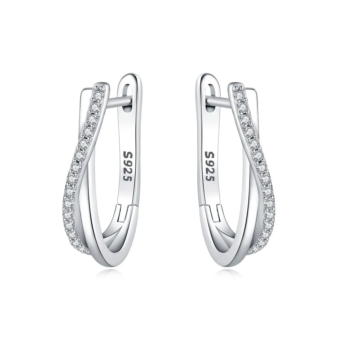 CYCUFF S925 Sterling Silver Zircon Simple Geometry Big Double Ring Earrings Birthday Party Gift Trend 2025 Jewelry Women Earring
