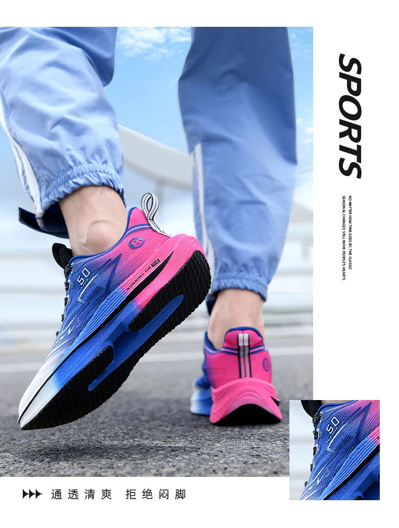 Men Sports Running Shoes Carbon Board Air Cushion Breathable Lightweight Women's Comfortable Athletic Nonskid Sneakers