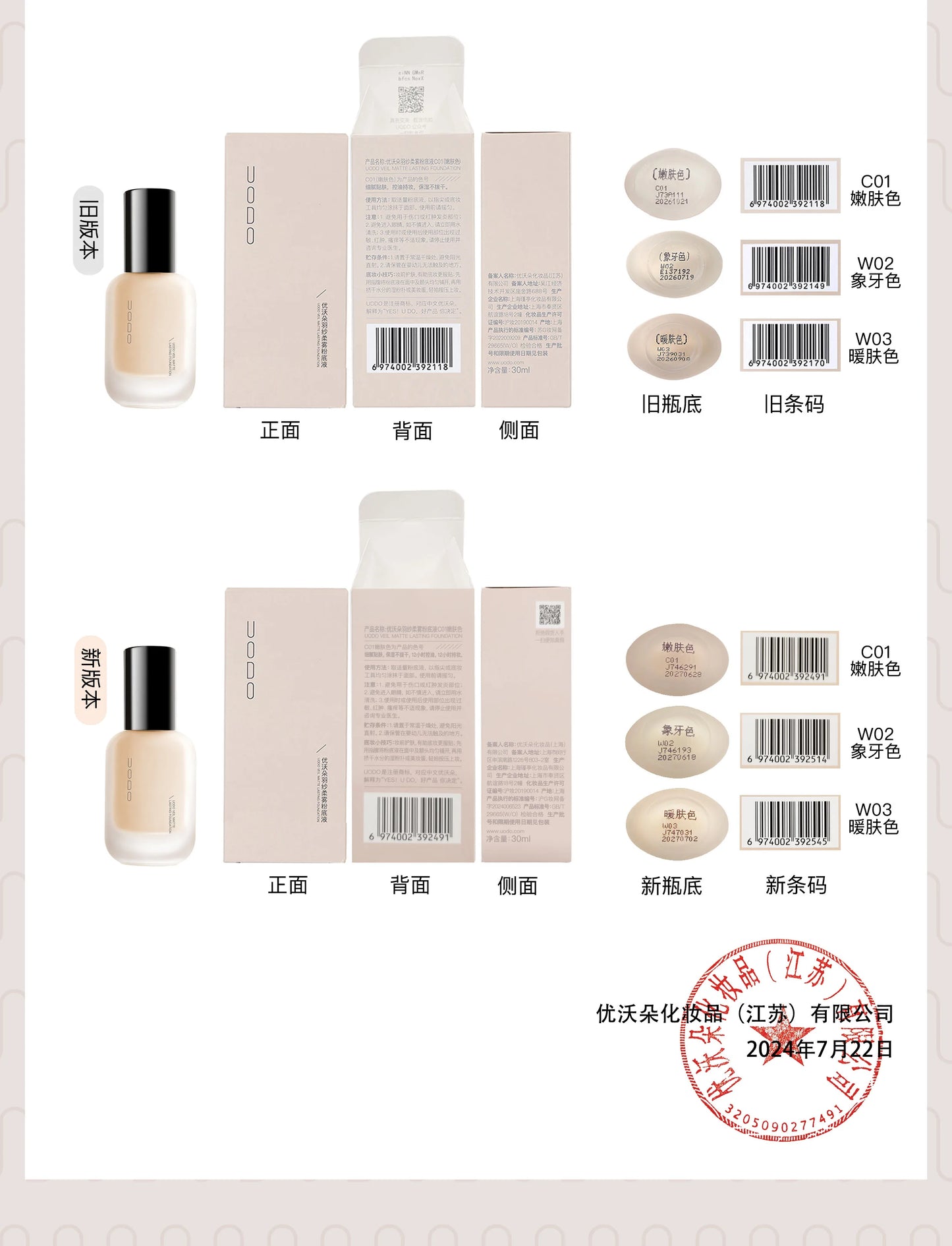 UODO Liquid Foundation Concealer Long-lasting BB Cream Waterproof Pore-minimizing Lasting Bright Dry To Oily Skin Care 30ml