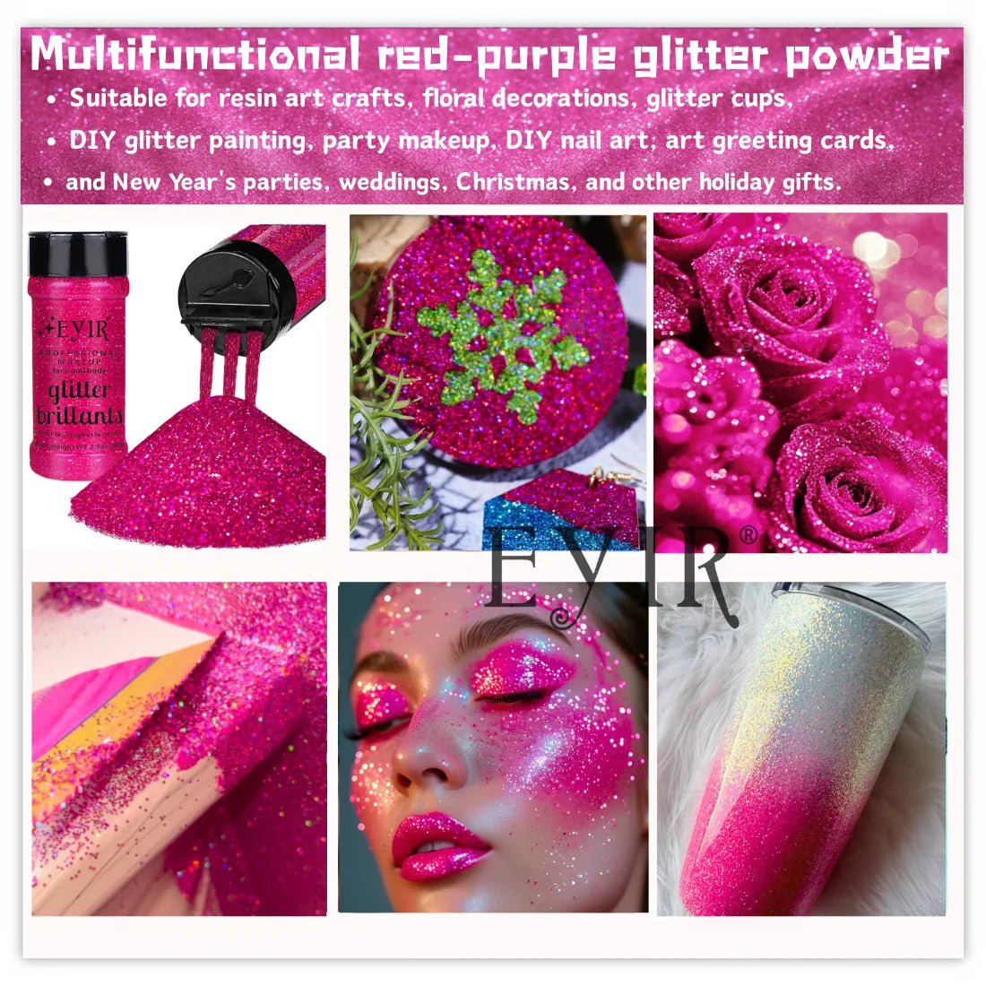 9 Colors 80g Holographic Glitter Powder Fine Shimmer Body Face Glitter Makeup Nail Art Resin Craft Party Decoration