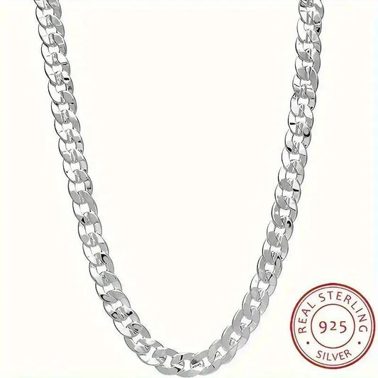 High-Quality 925 Sterling Silver Special 7mm Cuban Chain Necklace For Women Men Concave Sideways Wedding Designer Jewelry Party