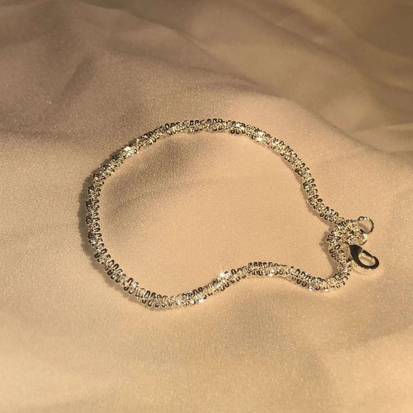 S925 Sterling Silver Necklace 2mm Sparkling Collarbone, Sweater Chain, High Charm Jewelry Gift Women