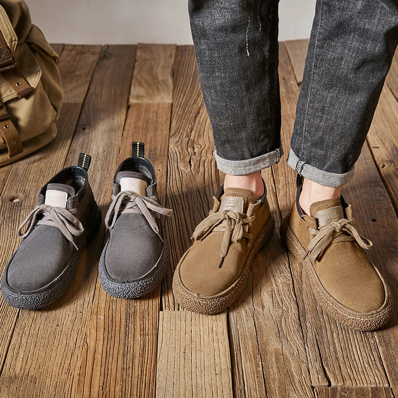 Genuine Leather Soft Sole Mens Casual Shoes Outdoor Breathable Suede Work Shoes High Quality Hiking Sneakers Walking Ankle Boots