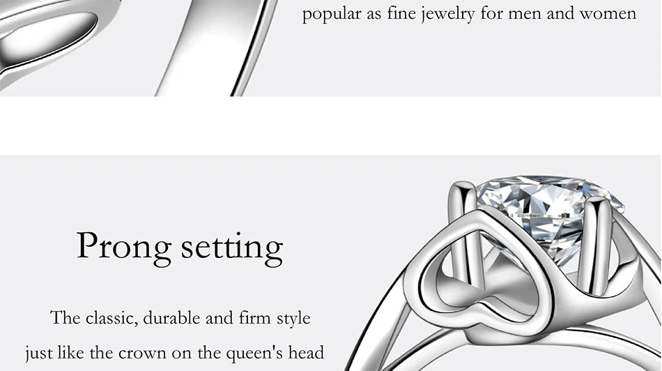 PERFANY 0.5/1CT Moissanite Engagement Ring for Women S925 Pure Silver Angel Kiss Laboratory Certified Diamond Wedding Jewelry