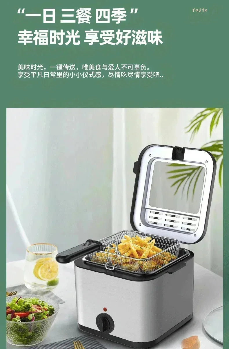 110V 220V 1000W 2.5L Square Fryer Multifunctional Electric Fryer French Fries Chicken Wings Snacks
