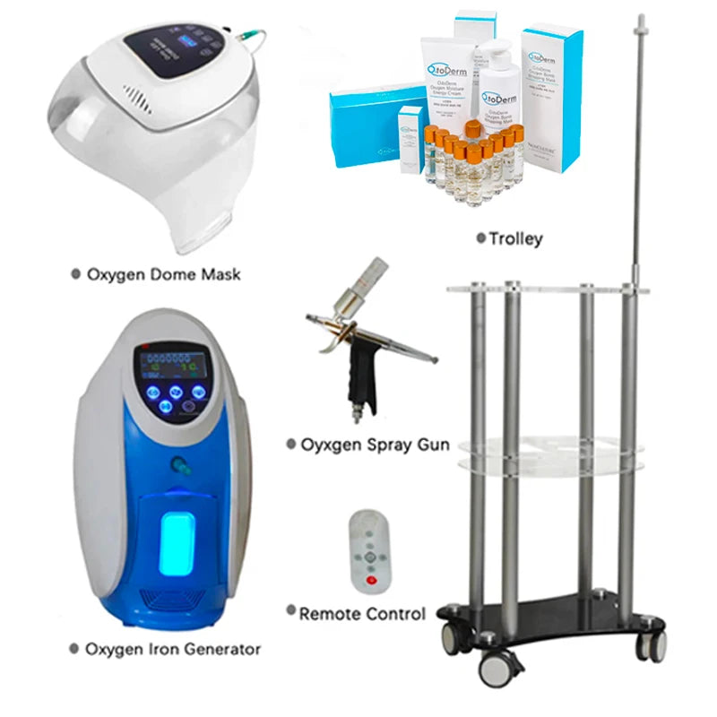 Korea O2toderm Oxygen Facial Machine Oxygen Skin Rejuvenation Spray Gun Anti Aging Oxygen LED Dome Therapy Beauty Machine
