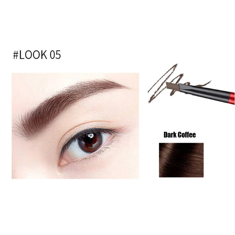 Make Up 24 Hour Double Head Eyebrow Pencil Waterproof Long-lasting No Blooming Eye Brow Tattoo Pen Makeup Tool Black / Coffee