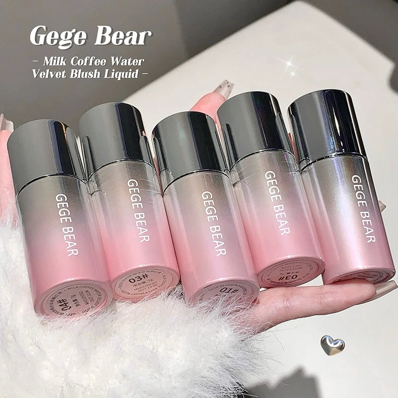 Gege Bear 5-color Liquid Blush Stick With Sponge Head Long-lasting Suitable for All Skin Tones Brightening Effect Holiday Gift