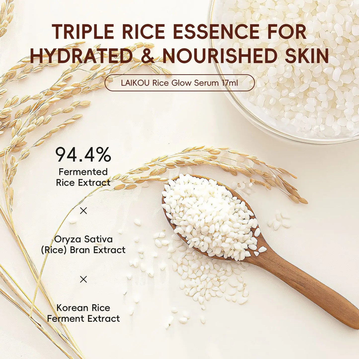 Rice Glow Facial Essence 17ml Hydrating Moisturizer Nourishes Brightens Skin Tone Natural Extract Serum Sensitive Skin