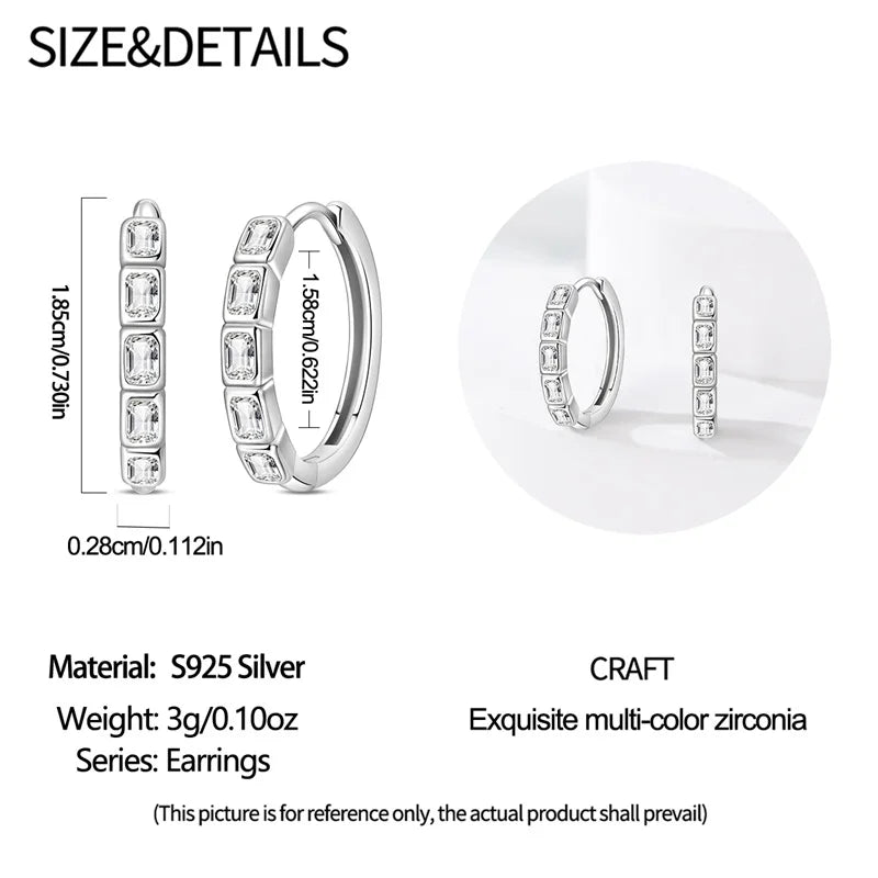New 925 Sterling Silver Fashion Minimalist Zircon Hoop Earrings For Women Elegant Anniversary Jewelry Gifts
