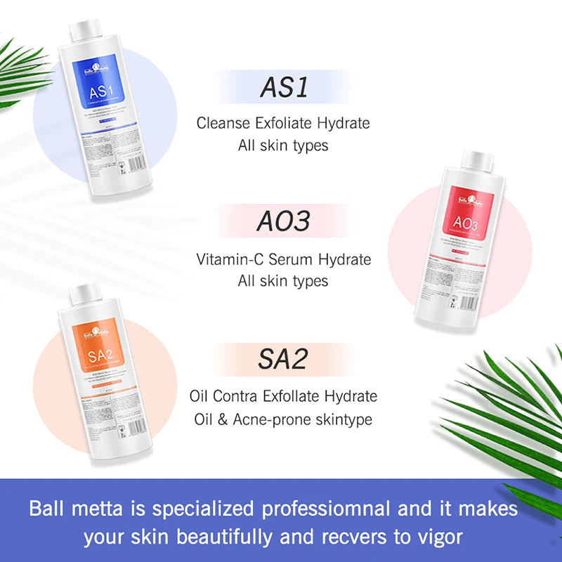 Facial Skincare Face Serum Hydro Aqua Peel Solution 400ml Kit of 3 Serums AS1 SA2 AO3 For Facial Machine Skin Deep Cleaning