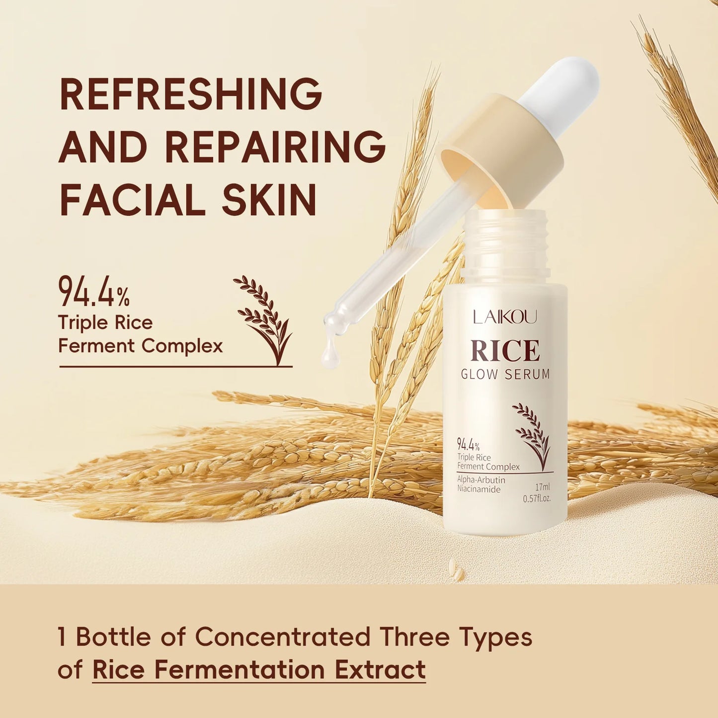 Rice Glow Facial Essence 17ml Hydrating Moisturizer Nourishes Brightens Skin Tone Natural Extract Serum Sensitive Skin