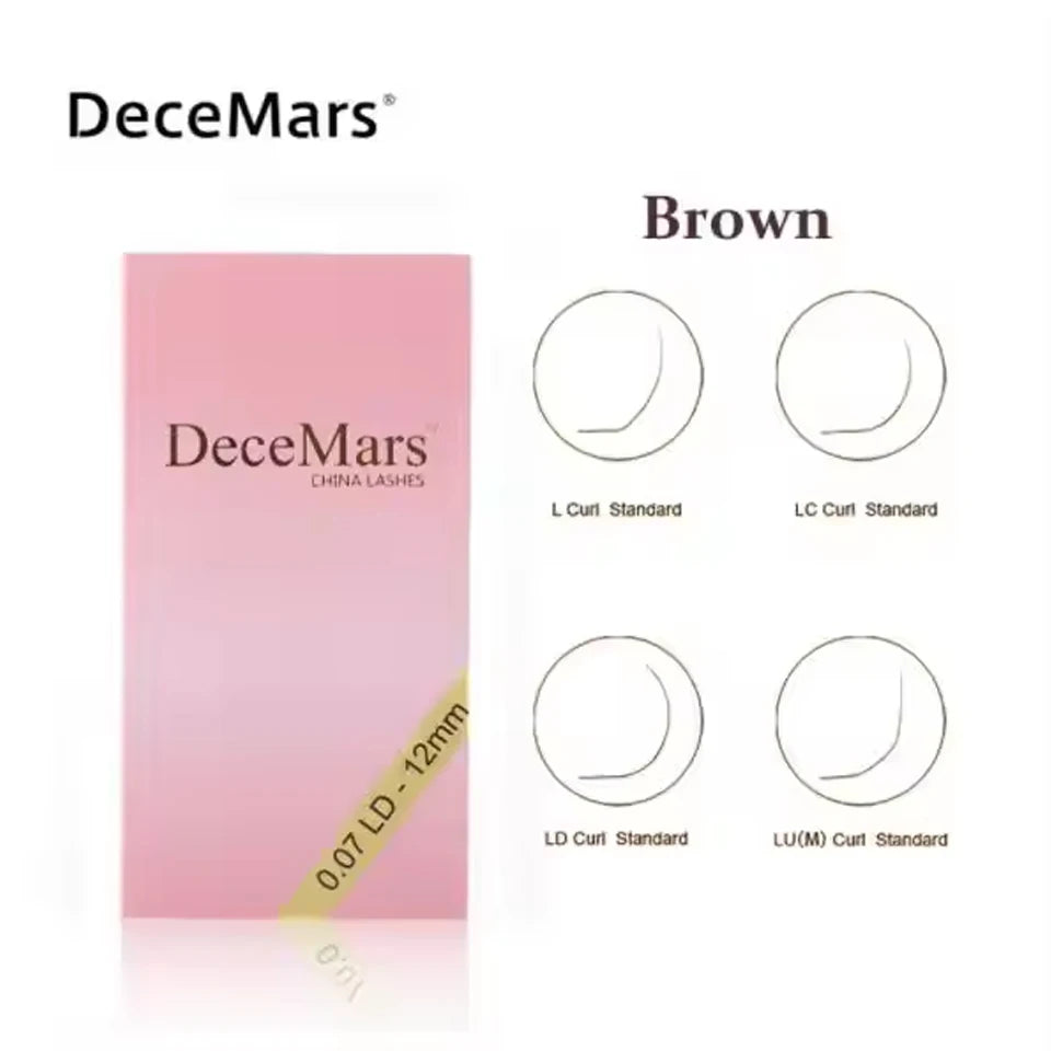 DeceMars L LC LD LU M Brown Color Eyelash Extension PBT Mink 8-15mm