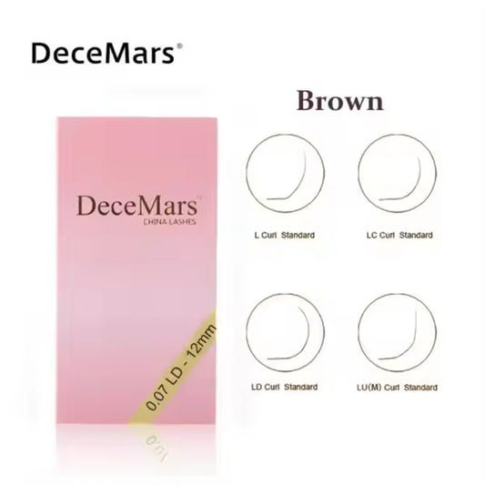 DeceMars L LC LD LU M Brown Color Eyelash Extension PBT Mink 8-15mm