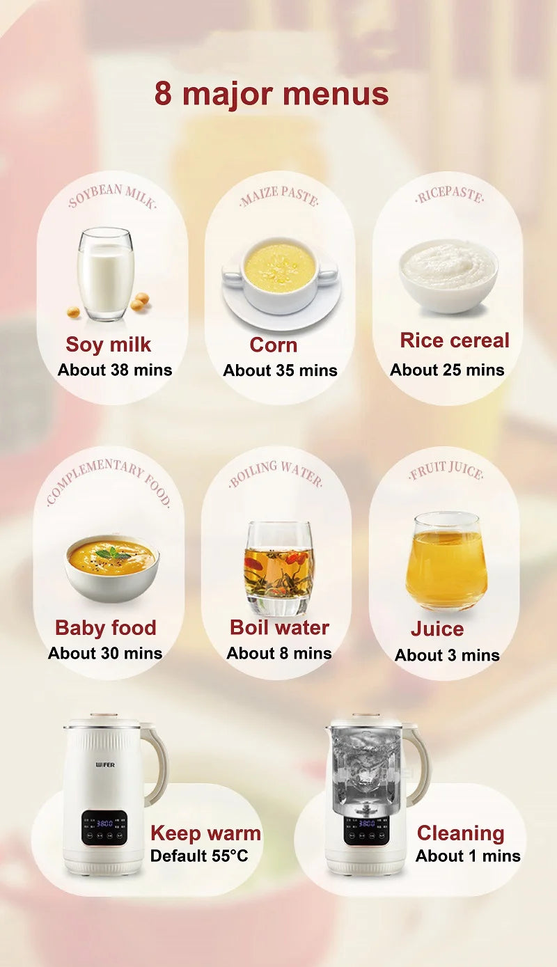 1500ml Soy Milk Machine12h Appointment Filter-free Wall Breaking Machine Mixer Home Electric Juicer Multifunctional Food Process