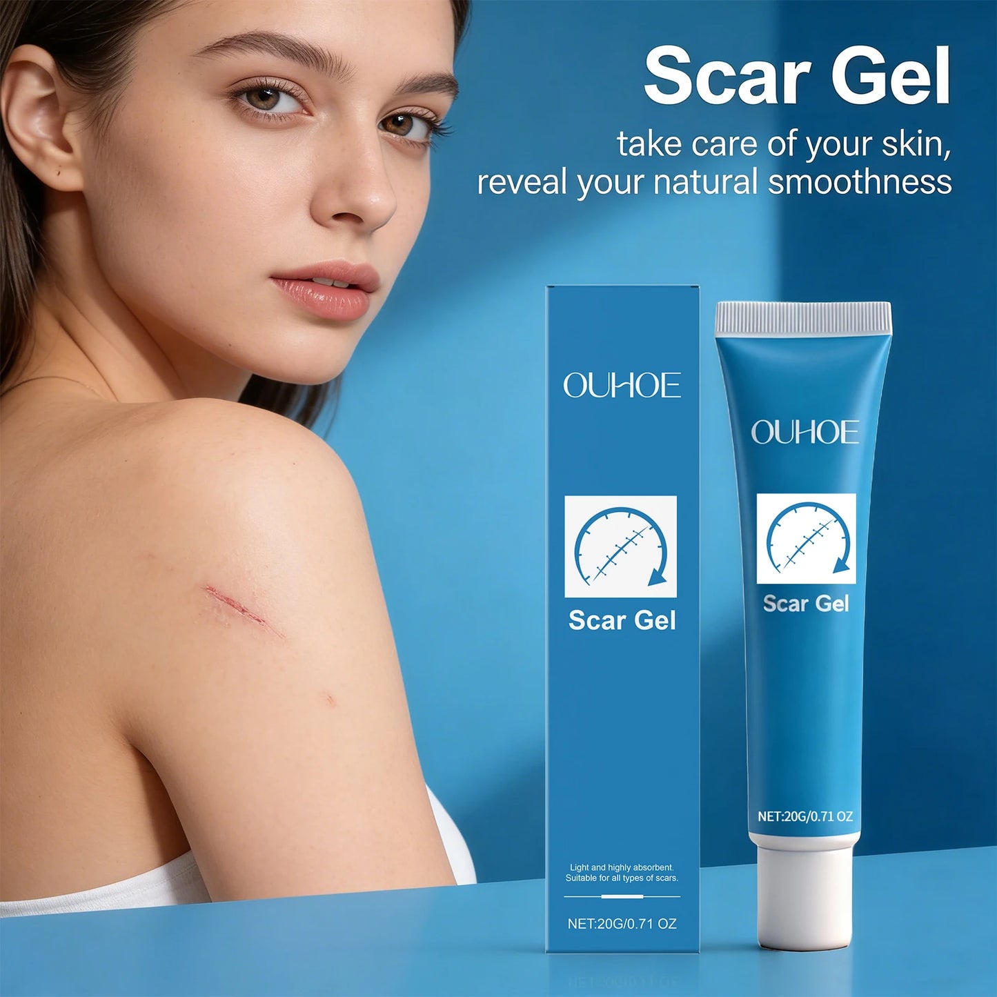 Ouhoe Scar Gel Scar Repair Cream Fade-Out Scald Scar Skin Wound Cream Stretch Marks Acne Marks Repair Gel Skin Care Products
