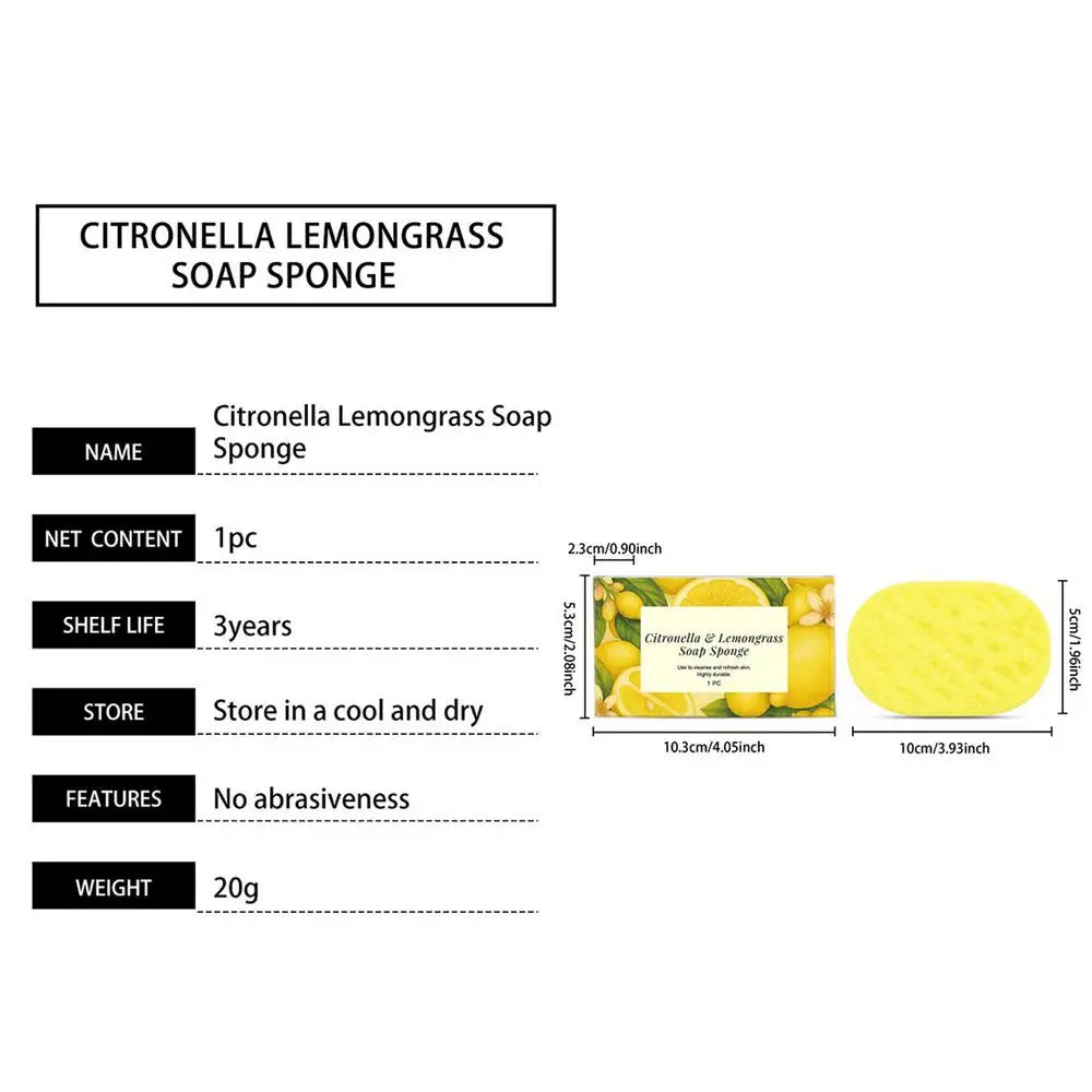 Lemongrass Lemon Bath Sponge Exfoliating Remove Oil Control Daily Body Cleansing Refreshing Brightening Skin Shower Use