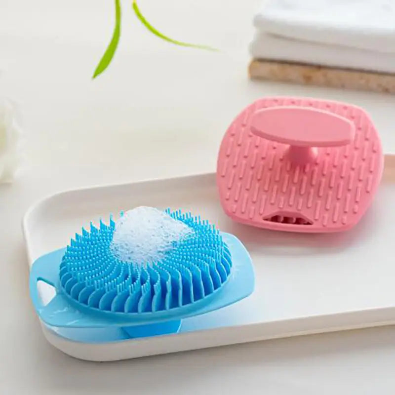 1/5pc Soft Silicone Exfoliating Brush Cleanser Manual Body Cleansing Body Care Scrubber Shower Gentle Massage Bath Brush For Men