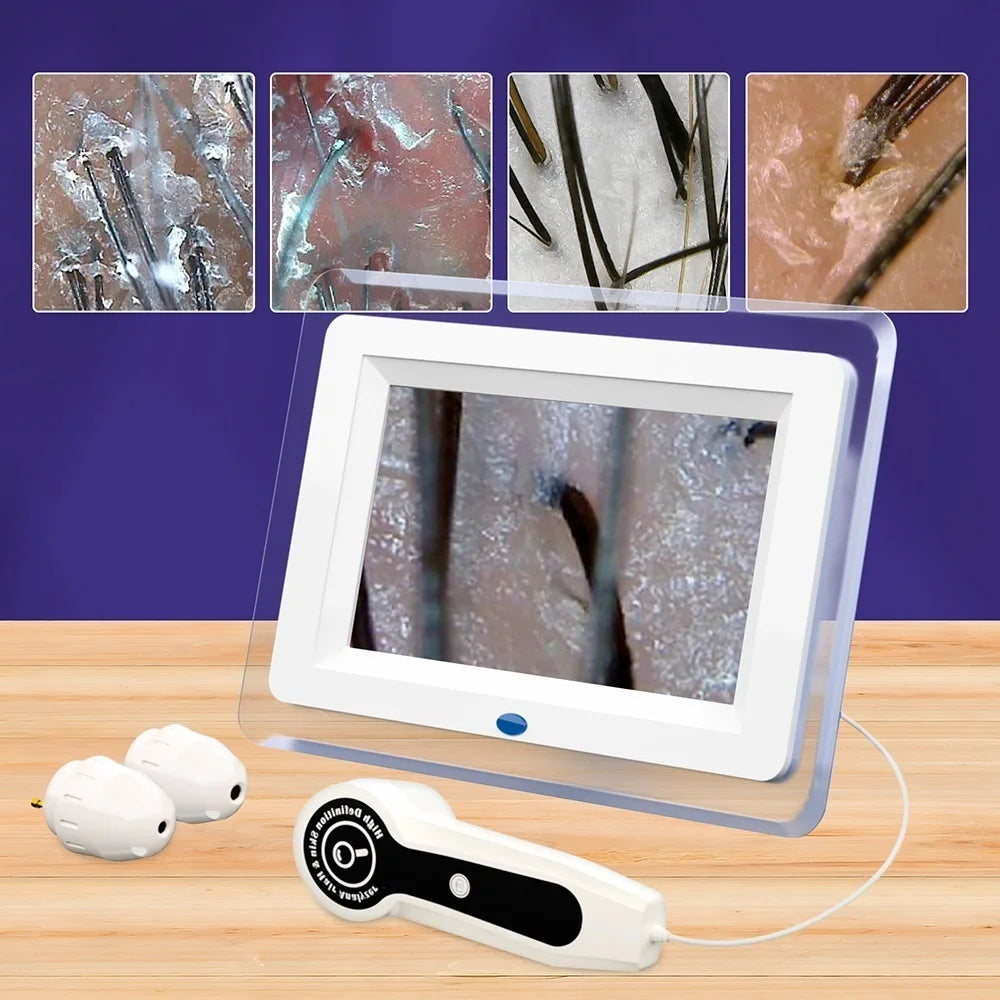 7 Inch LCD Scalp Detector Digital Hair Skin Analyzer Microscope for Hair Follicle Testing and Skin Analysis Magnifier 50/200X